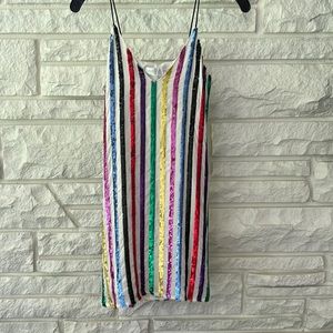CAROLINE CONSTAS Rainbow Sequin mini dress